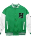 Homme Vancouver Logo Green & White Wool & Leather Varsity Jacket