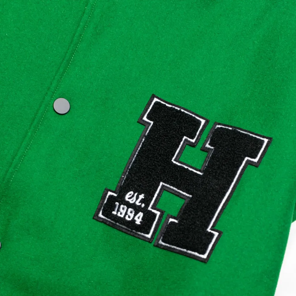 Homme Vancouver Logo Green & White Wool & Leather Varsity Jacket