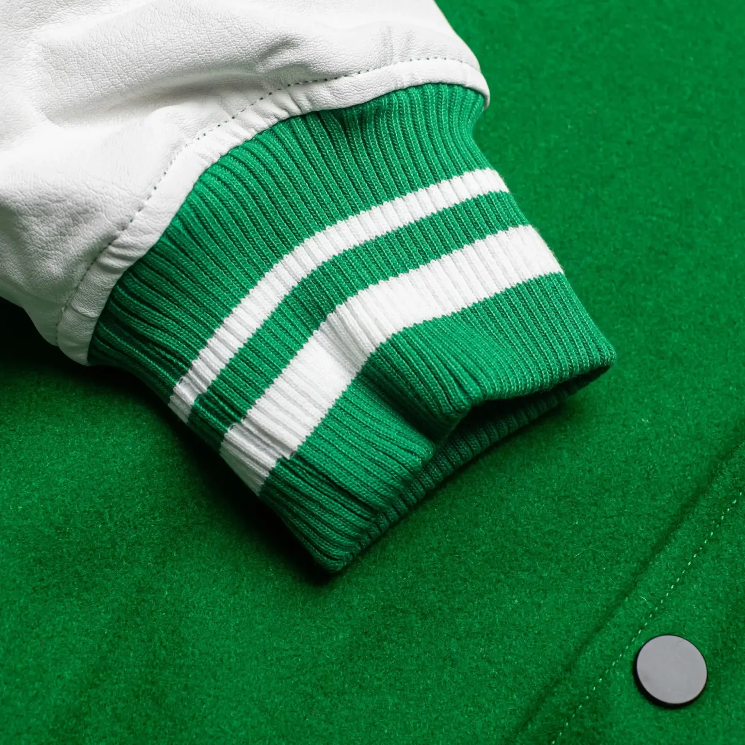 Homme Vancouver Logo Green & White Wool & Leather Varsity Jacket