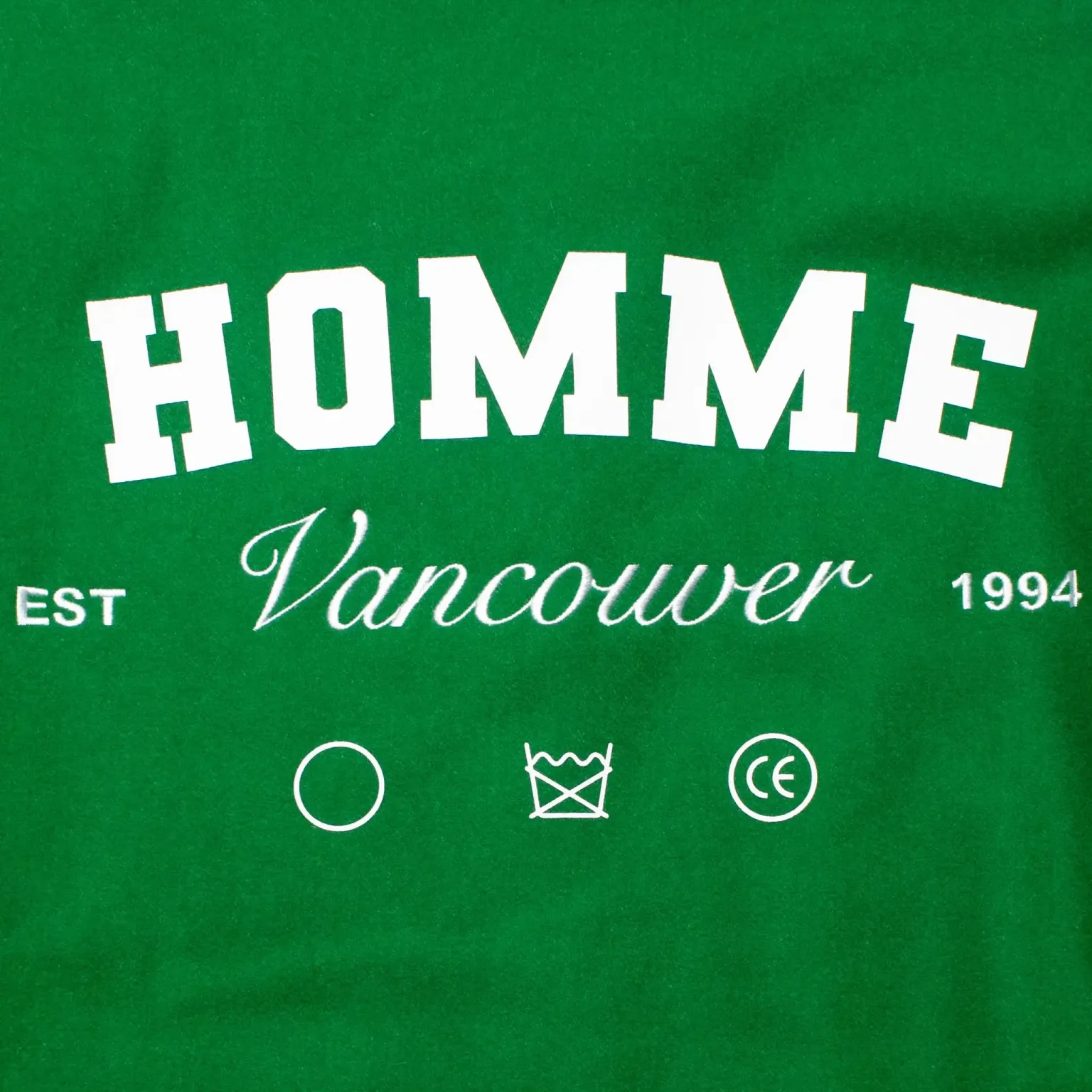 Homme Vancouver Logo Green & White Wool & Leather Varsity Jacket