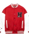 Homme Vancouver Logo Red & White Wool & Leather Varsity Jacket
