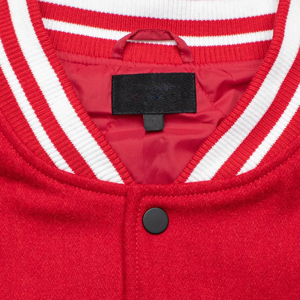 Homme Vancouver Logo Red & White Wool & Leather Varsity Jacket