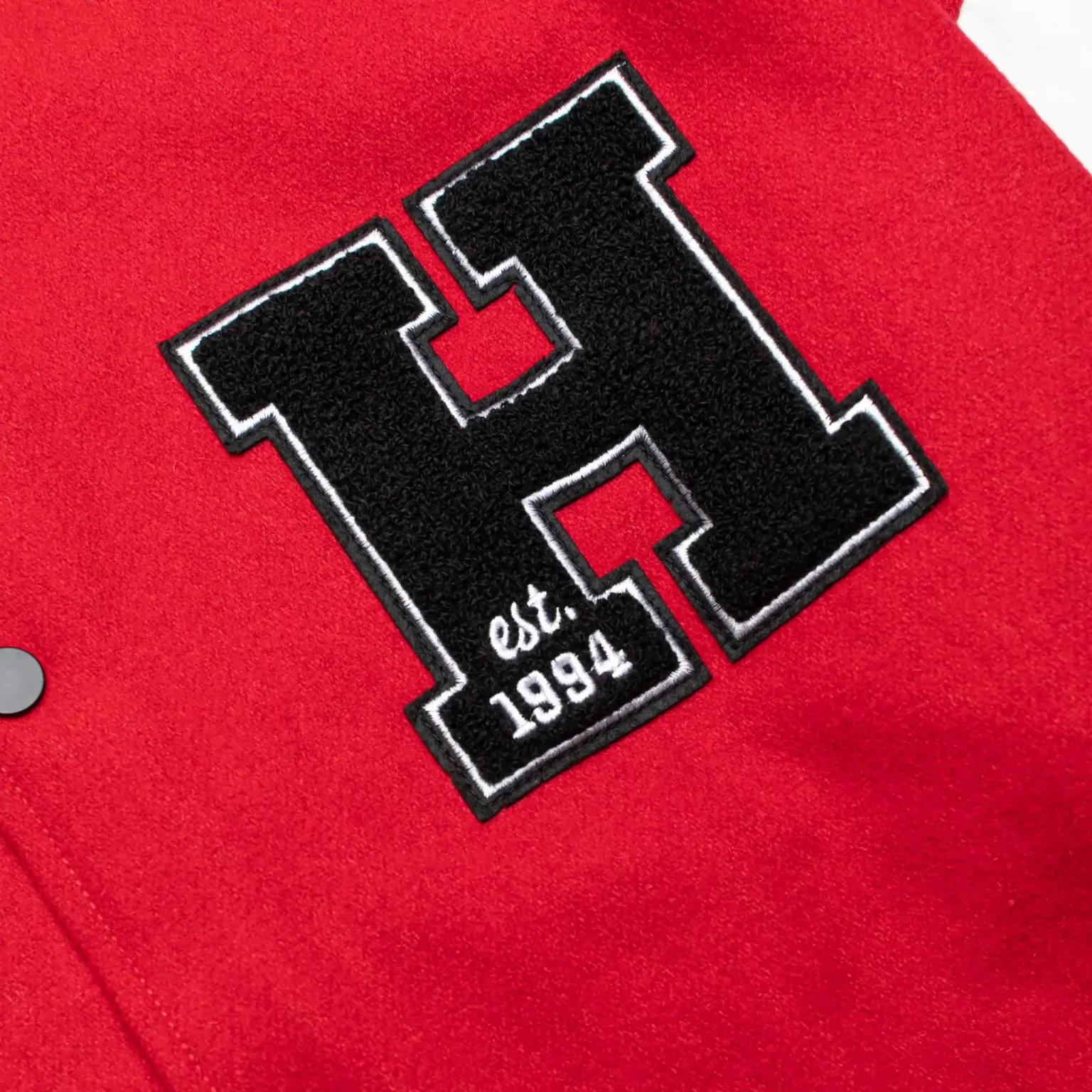 Homme Vancouver Logo Red & White Wool & Leather Varsity Jacket