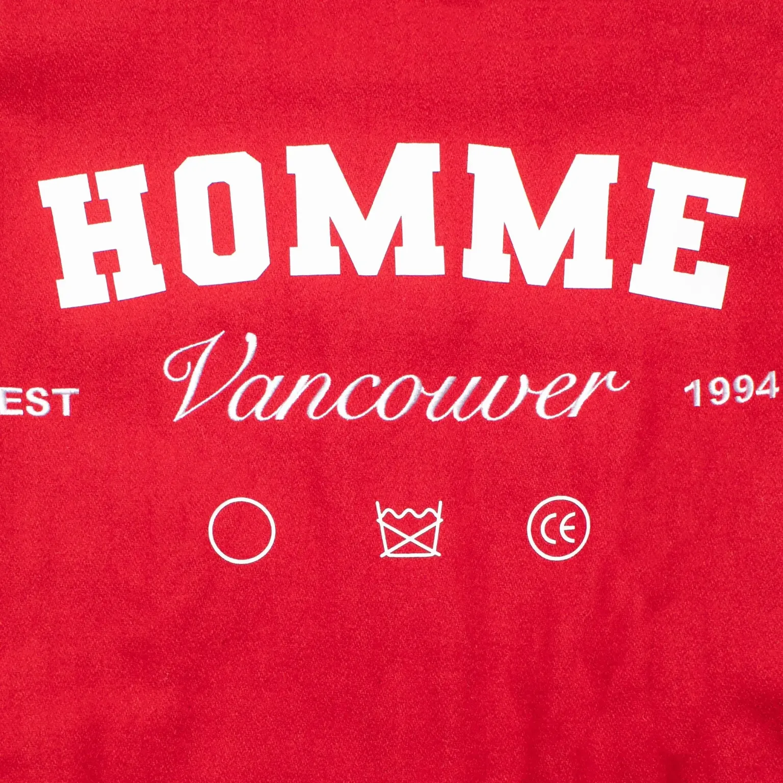 Homme Vancouver Logo Red & White Wool & Leather Varsity Jacket