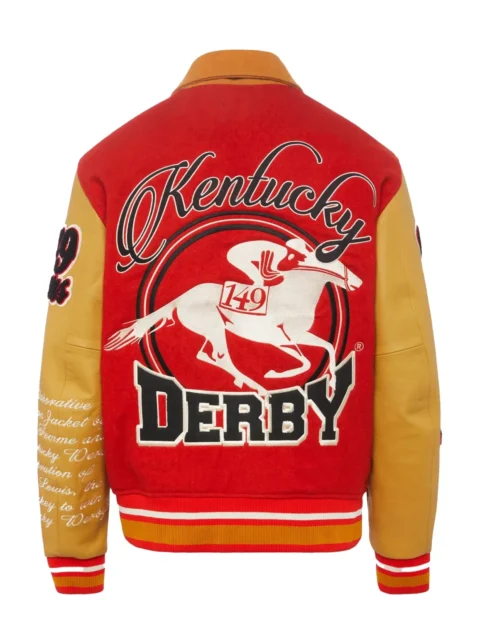 Homme+Femme Red & Yellow Wool & Leather Varsity Jacket