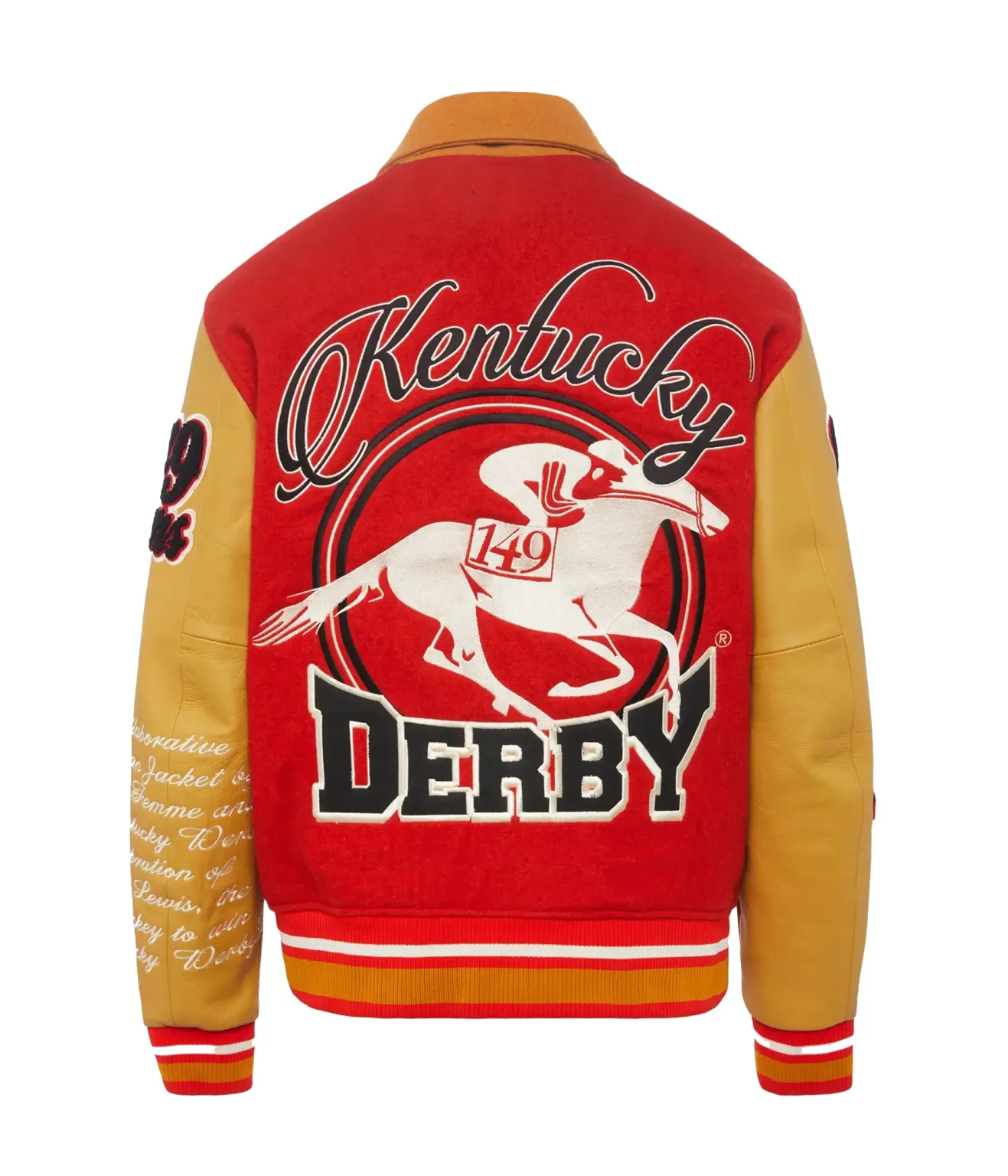 Homme+Femme Red & Yellow Wool & Leather Varsity Jacket