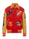 Homme+Femme Red & Yellow Wool & Leather Varsity Jacket