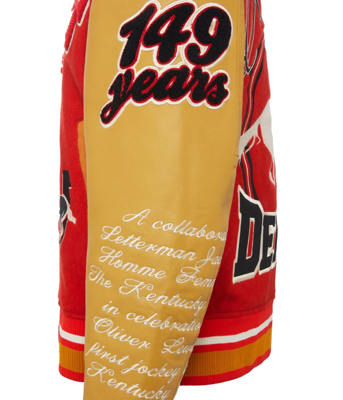 Homme+Femme Red & Yellow Wool & Leather Varsity Jacket