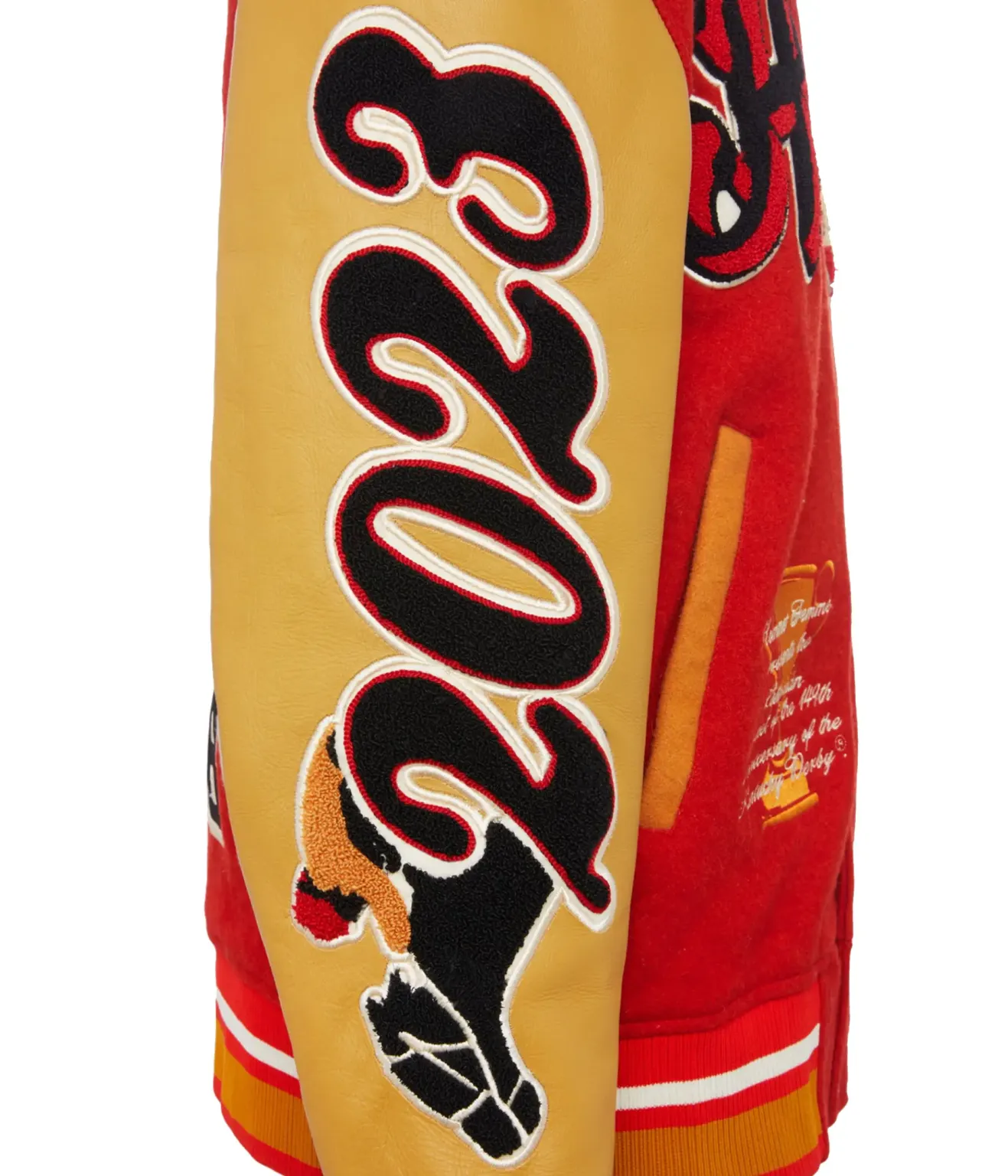 Homme+Femme Red & Yellow Wool & Leather Varsity Jacket