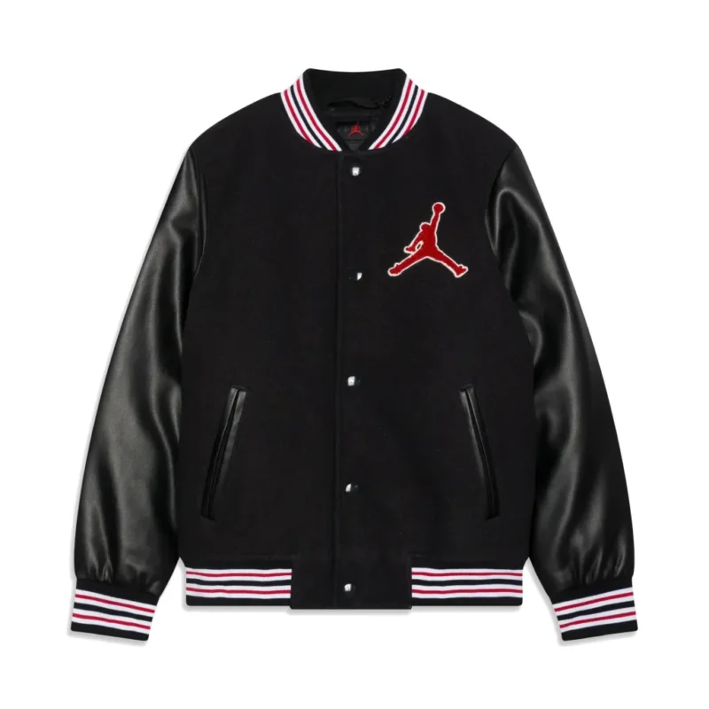 Jordan Women’s Black Wool & Leather Varsity Jacket