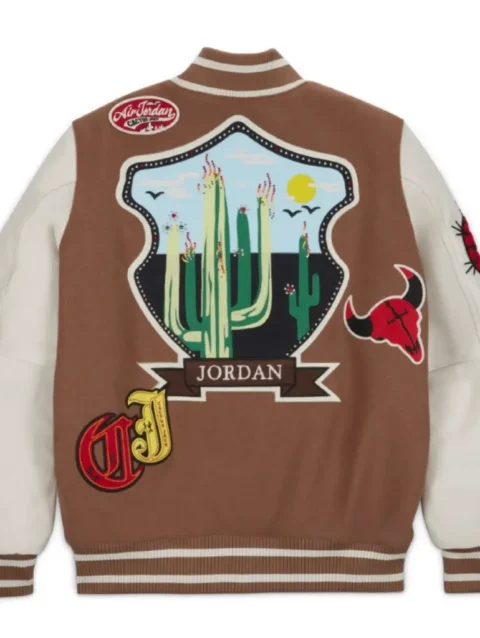 Jordan X Travis Scott Antique Brown Varsity Jacket