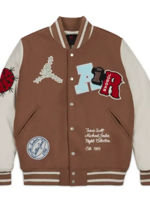 Jordan X Travis Scott Antique Brown Varsity Jacket