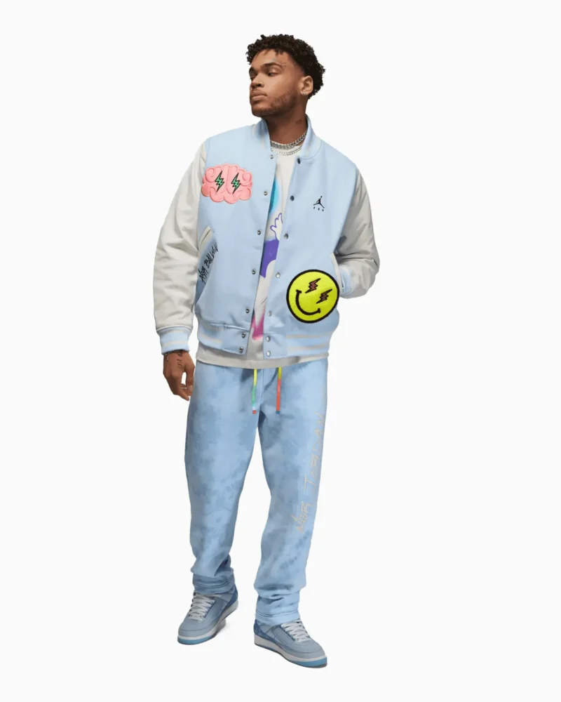 Jordan x J Balvin White Blue Varsity Jacket