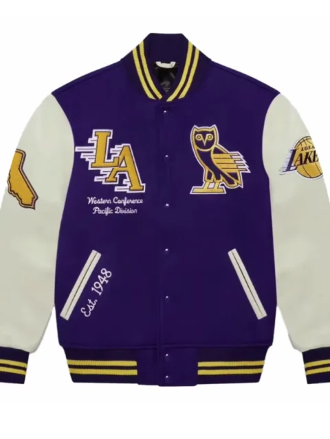 Los Angeles Lakers OVO X Wool & Leather Varsity Jacket