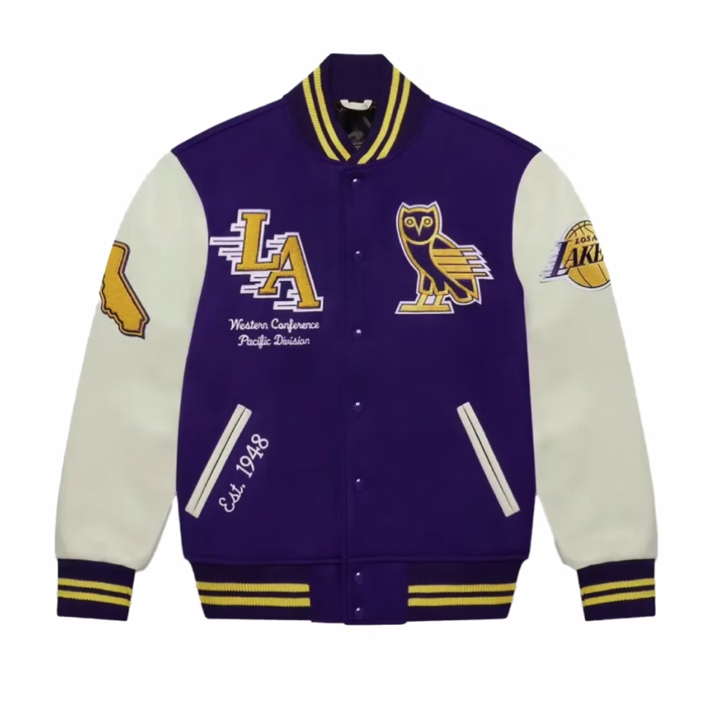 Los Angeles Lakers OVO X Wool & Leather Varsity Jacket