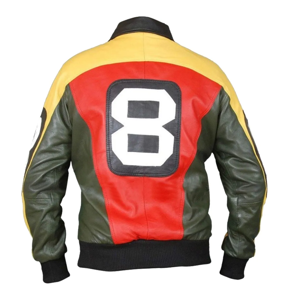 Men’s 8 Ball Bomber Jacket Genuine Leather Multicolor