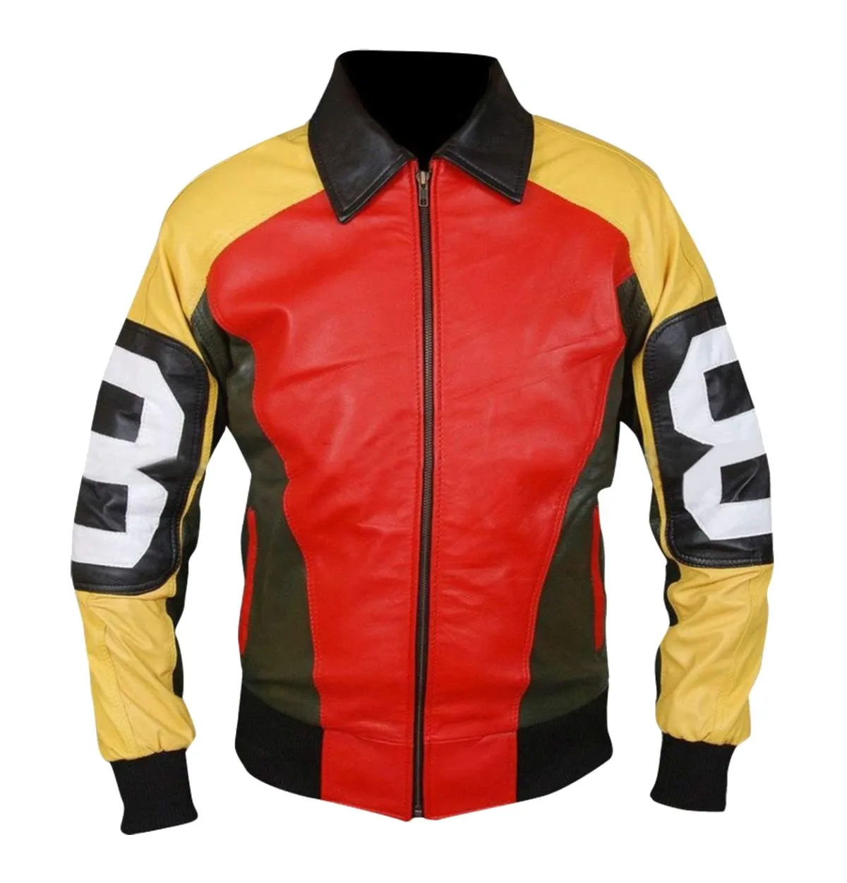 Men’s 8 Ball Bomber Jacket Genuine Leather Multicolor