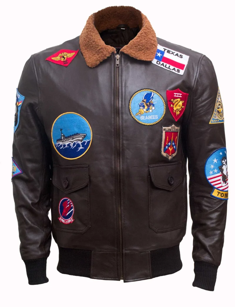 Men’s Top Gun Bomber Shearling Tom Cruise Jacket Leather - Image 3