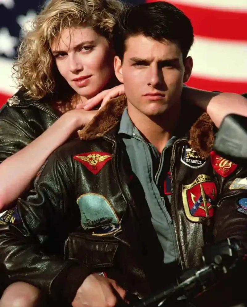 Men’s Top Gun Bomber Shearling Tom Cruise Jacket Leather