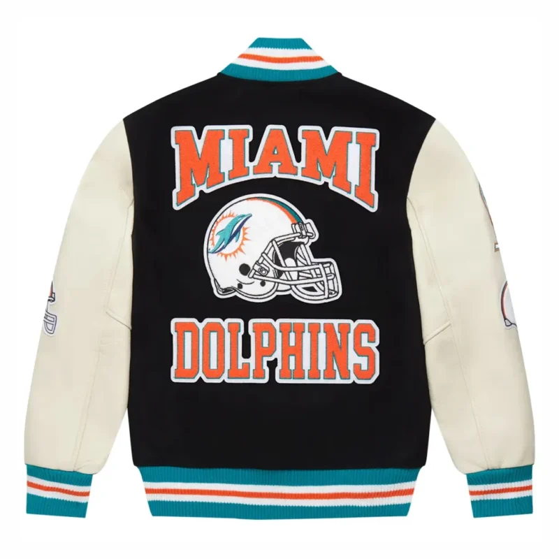 Miami Dolphins OVO Full-Snap Varsity Jacket Black - Image 2