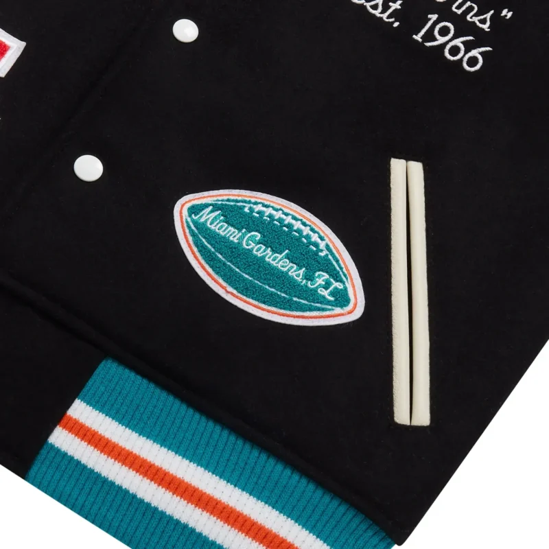 Miami Dolphins OVO Full-Snap Varsity Jacket Black - Image 4