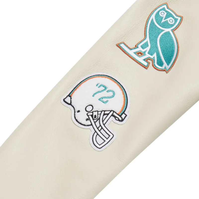 Miami Dolphins OVO Full-Snap Varsity Jacket Black - Image 5