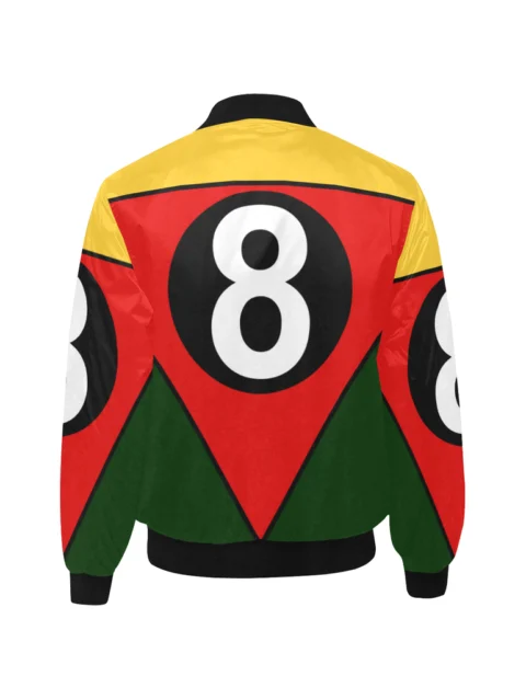 Multi Color 8 Ball Printed Satin Bomber Jacket
