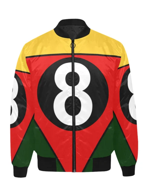 Multi Color 8 Ball Printed Satin Bomber Jacket