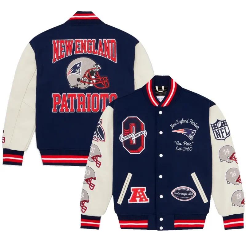 New England Patriots OVO Wool & Leather Varsity Jacket