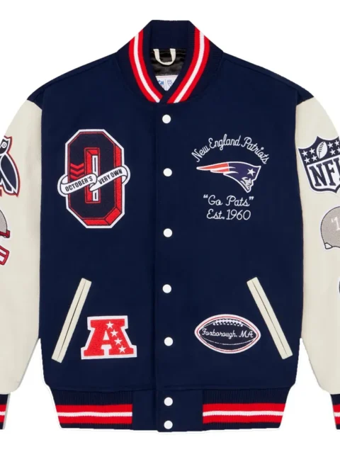 New England Patriots OVO Wool & Leather Varsity Jacket