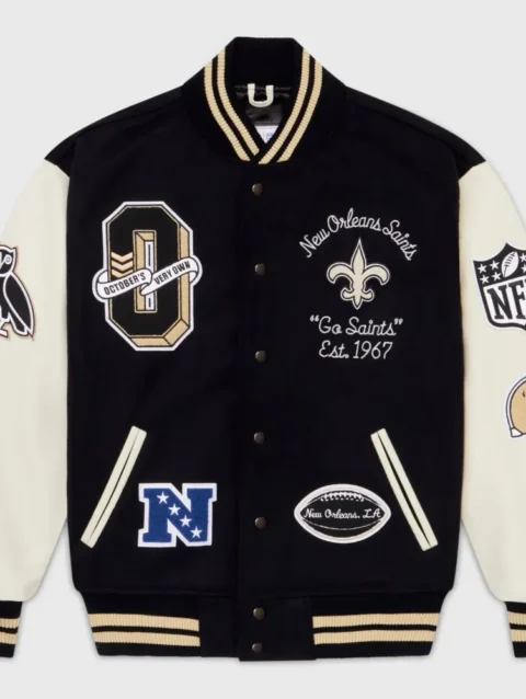 New Orleans Saints OVO Wool & Leather Varsity Jacket