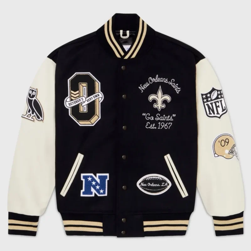 New Orleans Saints OVO Wool & Leather Varsity Jacket
