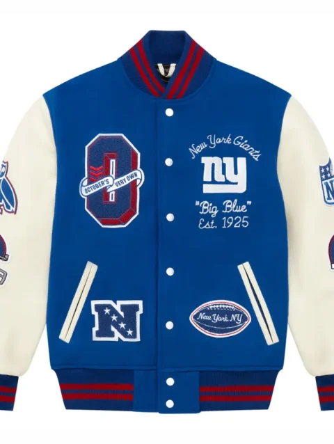New York Giants OVO Royal Full-Snap Varsity Jacket