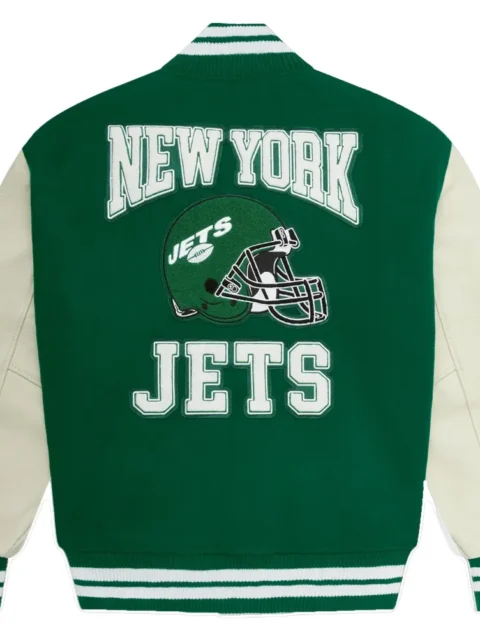 New York Jets OVO Wool & Leather Full-Snap Varsity Jacket