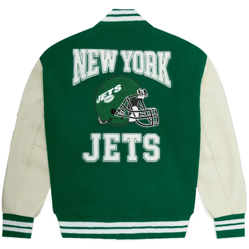New York Jets OVO Wool & Leather Full-Snap Varsity Jacket