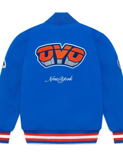 New York Knicks OVO X Blue Wool Varsity Jacket