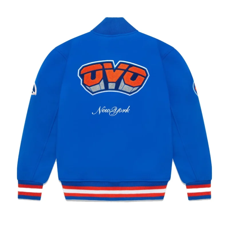 New York Knicks OVO X Blue Wool Varsity Jacket