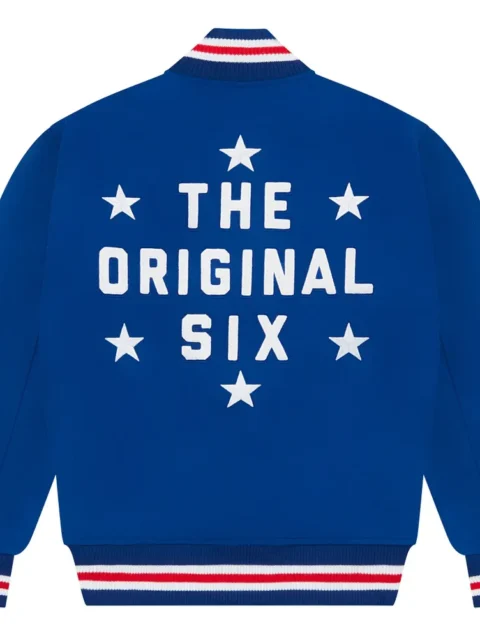 New York Rangers OVO x NHL Blue Full-Snap Varsity Jacket
