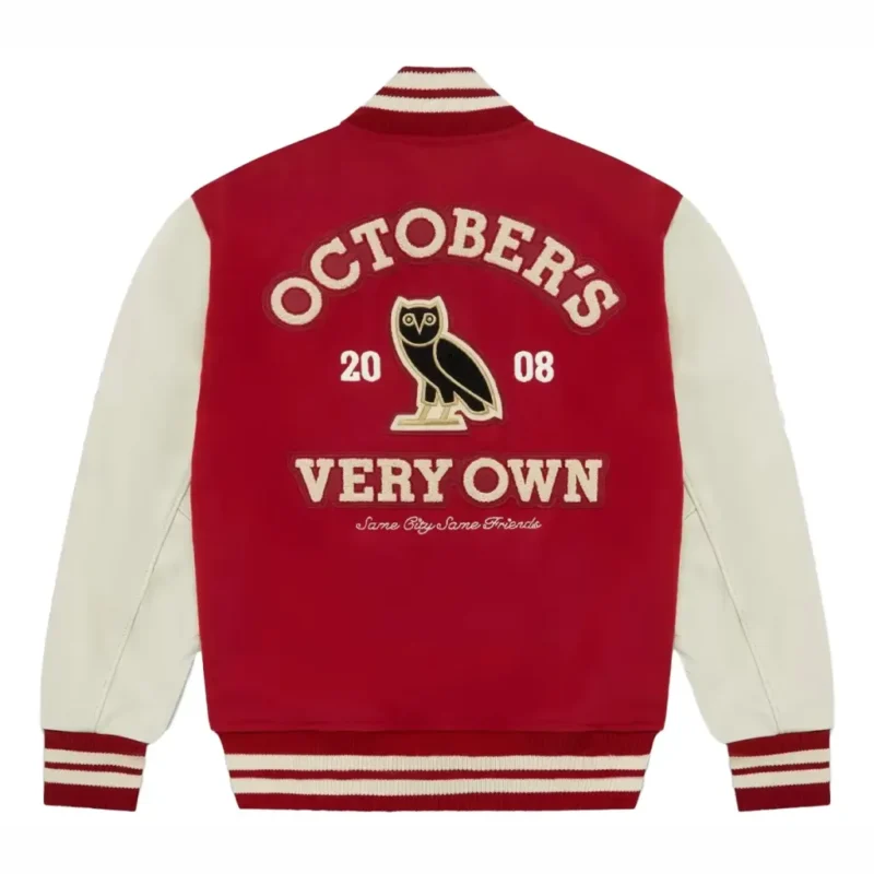 OVO Collegiate Jacket Cream/Red - Image 2