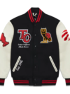 OVO X Toronto Raptors Black Cream Wool & Leather Varsity Jacket