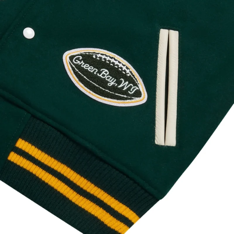 OVO x NFL Green Bay Packers Full-Snap Varsity Jacket Green - Image 3