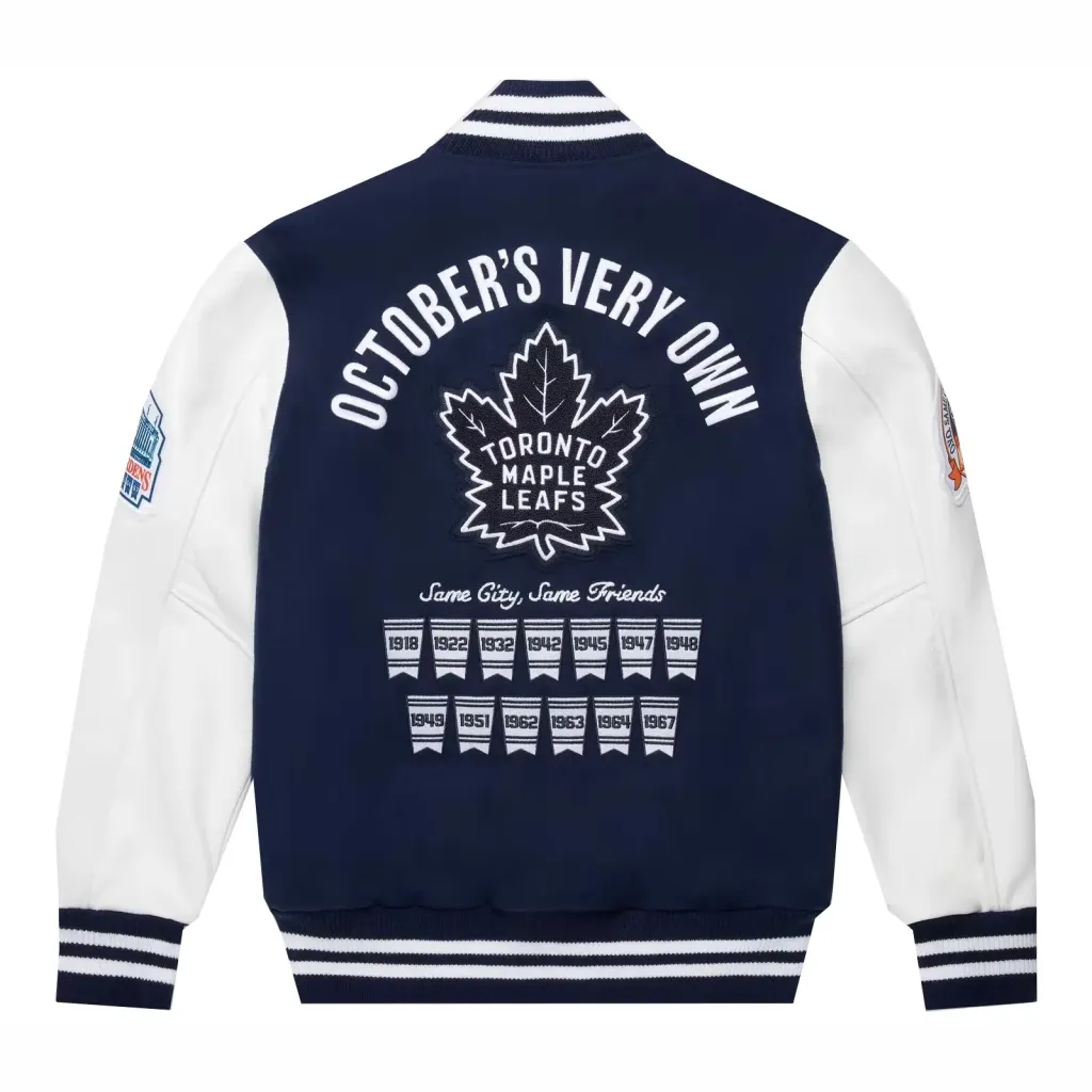 OVO x Toronto Maple Leafs Varsity Jacket Blue