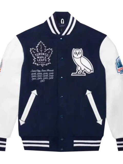 OVO x Toronto Maple Leafs Varsity Jacket Blue
