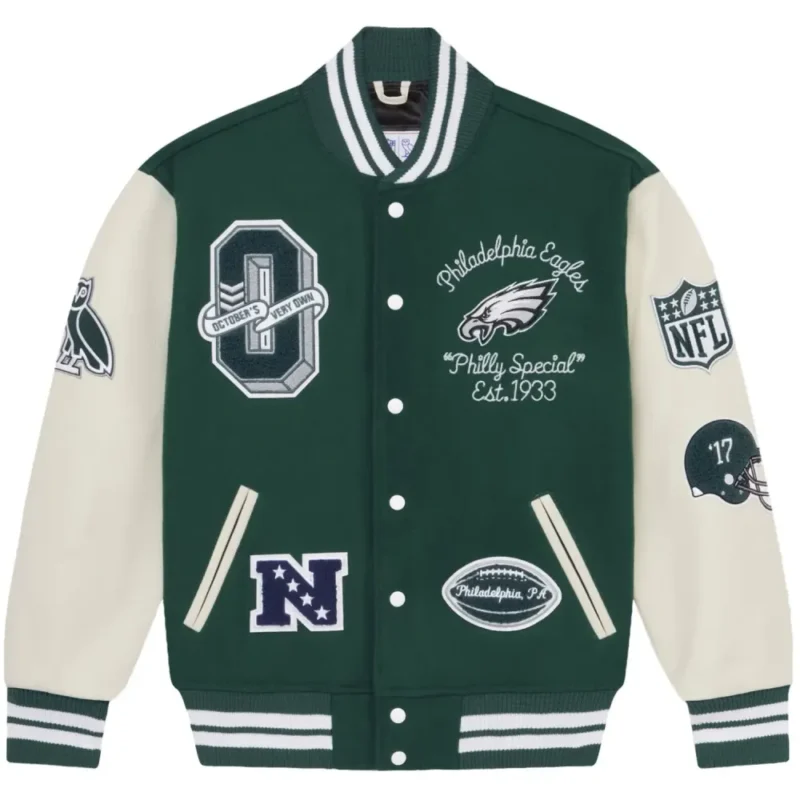 Philadelphia Eagles OVO Varsity Jacket Wool & Leather