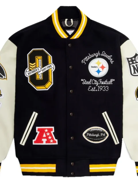 Pittsburgh Steelers OVO Wool & Leather Varsity Jacket