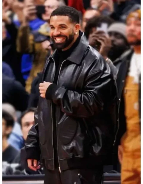 Raptors VS Warriors Game Drake Leather Jacket