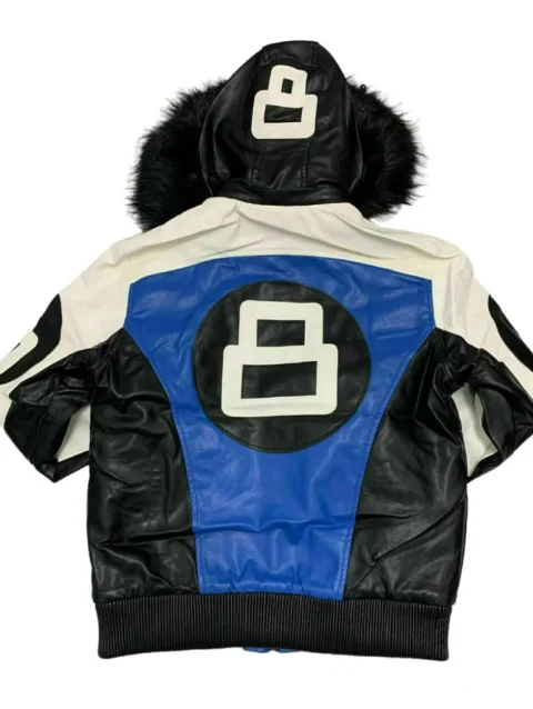 Robert Phillipe Blue 8 Ball Jacket with Fur Hood