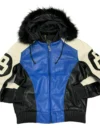 Robert Phillipe Blue 8 Ball Jacket with Fur Hood