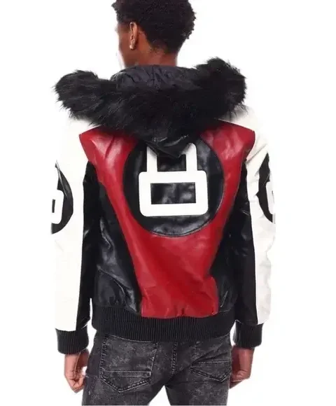 Robert Phillipe Mens Red 8 Ball Leather Jacket