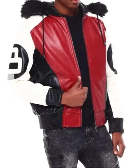 Robert Phillipe Mens Red 8 Ball Leather Jacket